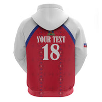 Custom Haiti Football Zip Hoodie Les Grenadiers Veve Haitian Vodou Red Version - Wonder Print Shop