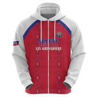 Custom Haiti Football Zip Hoodie Les Grenadiers Veve Haitian Vodou Red Version - Wonder Print Shop