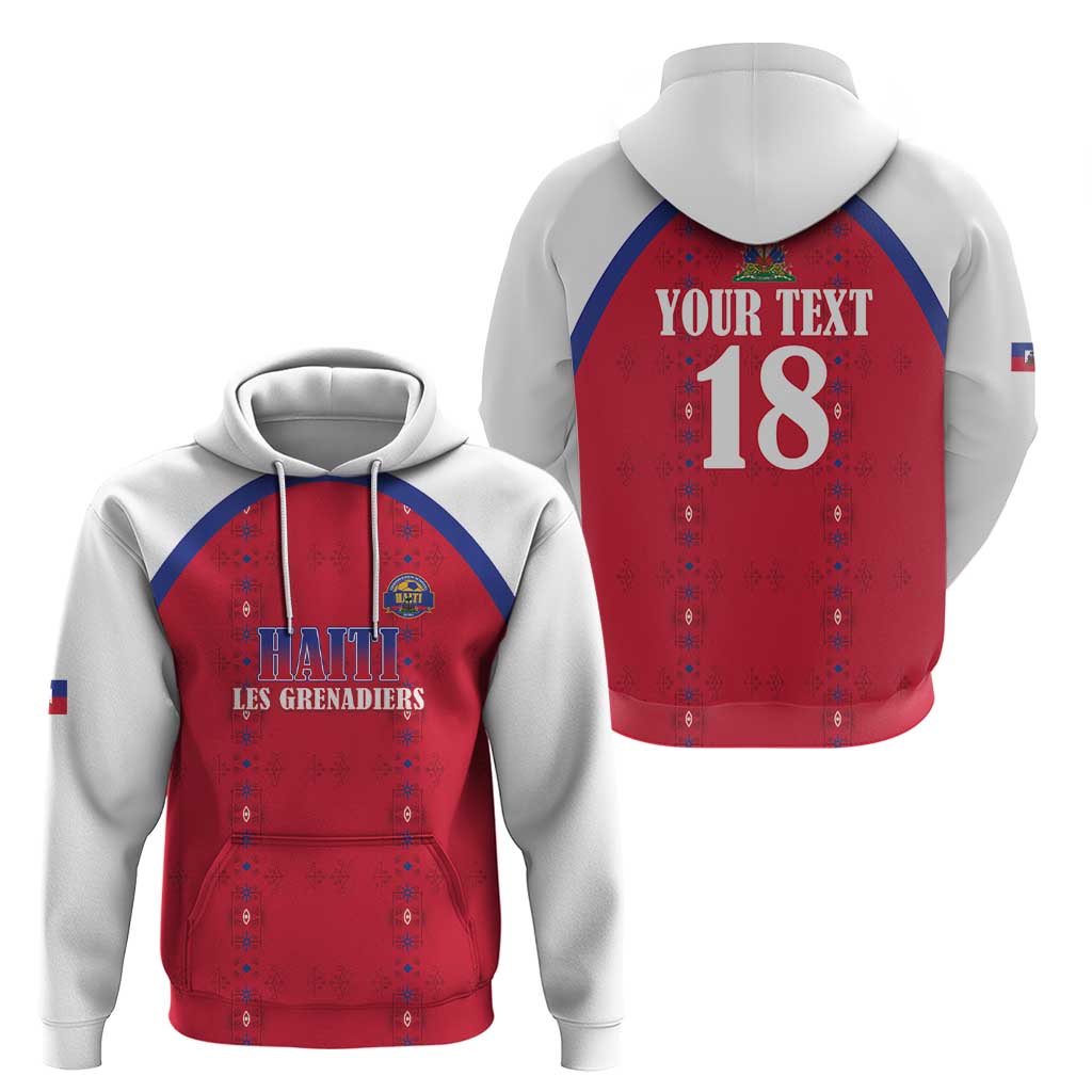 Custom Haiti Football Zip Hoodie Les Grenadiers Veve Haitian Vodou Red Version - Wonder Print Shop