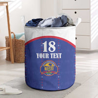 Custom Haiti Football Laundry Basket Les Grenadiers Veve Haitian Vodou Blue Version - Wonder Print Shop