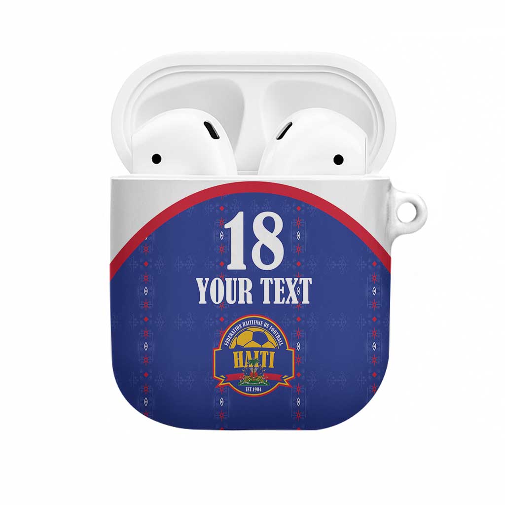 Custom Haiti Football AirPods Case Les Grenadiers Veve Haitian Vodou Blue Version - Wonder Print Shop