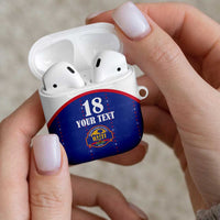 Custom Haiti Football AirPods Case Les Grenadiers Veve Haitian Vodou Blue Version - Wonder Print Shop