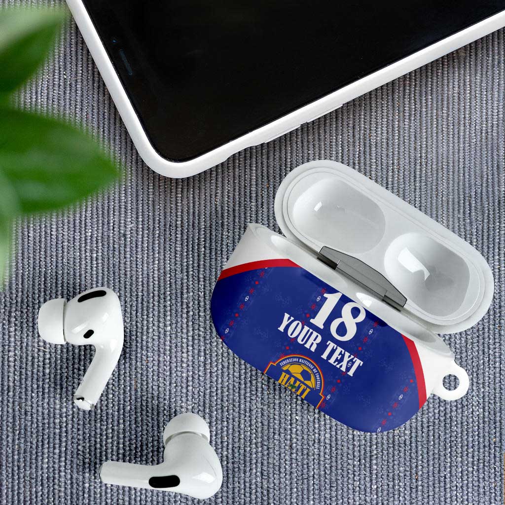 Custom Haiti Football AirPods Case Les Grenadiers Veve Haitian Vodou Blue Version - Wonder Print Shop