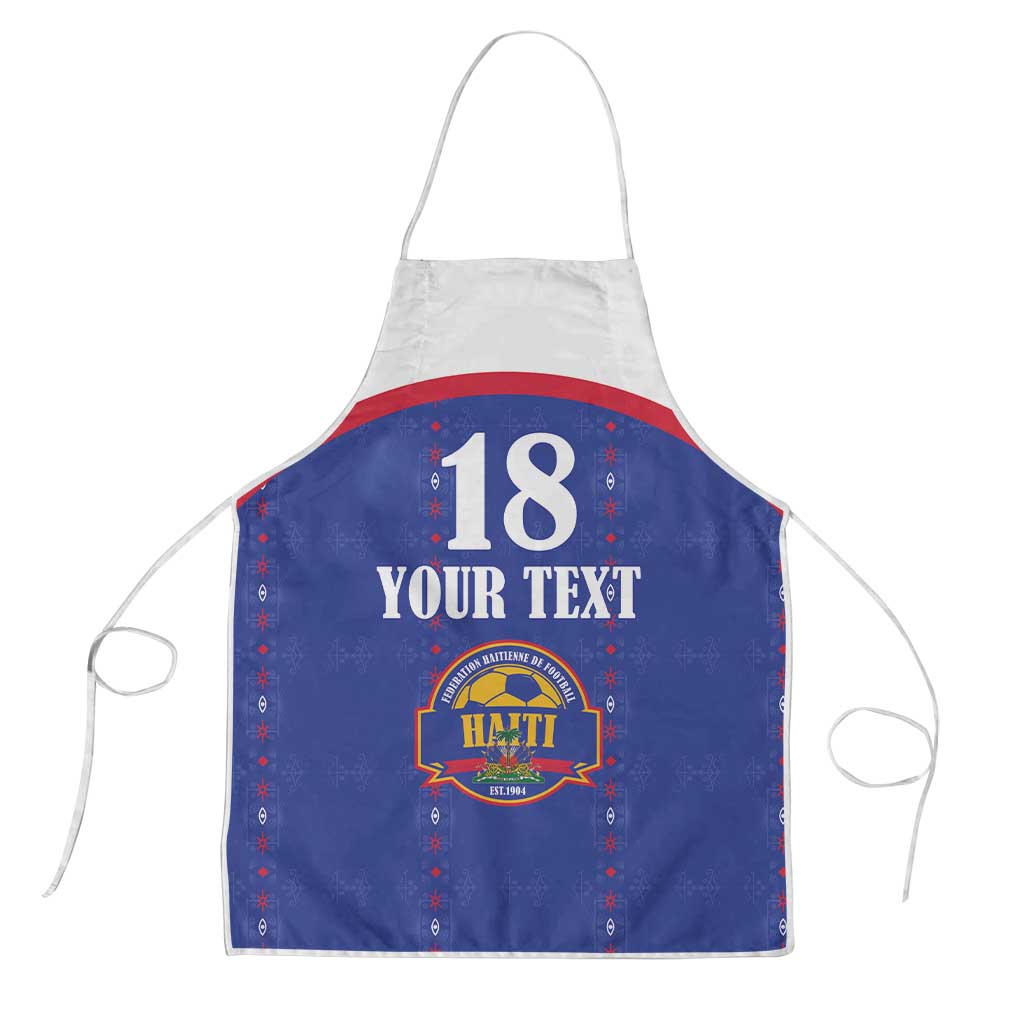 Custom Haiti Football Apron Les Grenadiers Veve Haitian Vodou Blue Version - Wonder Print Shop