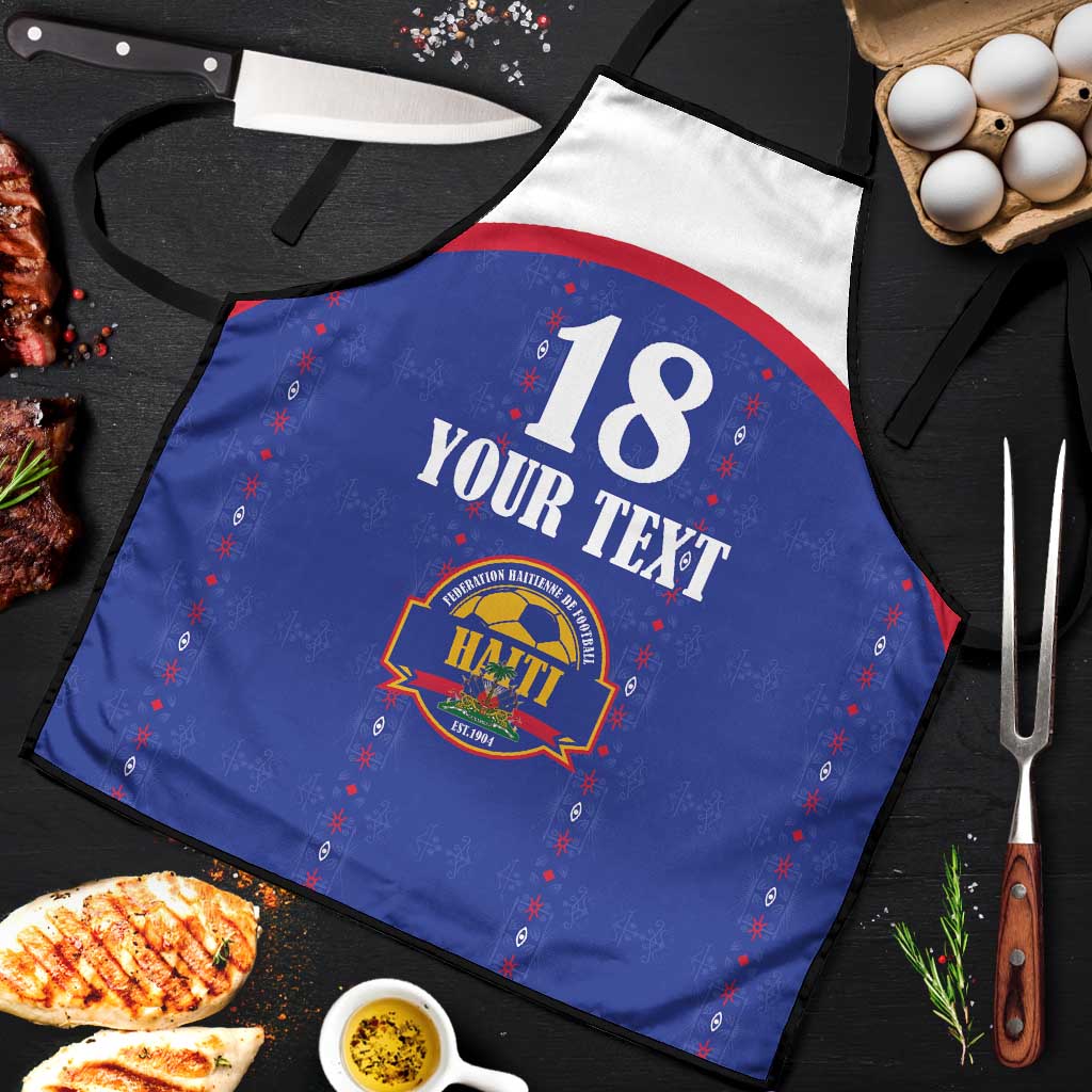 Custom Haiti Football Apron Les Grenadiers Veve Haitian Vodou Blue Version - Wonder Print Shop