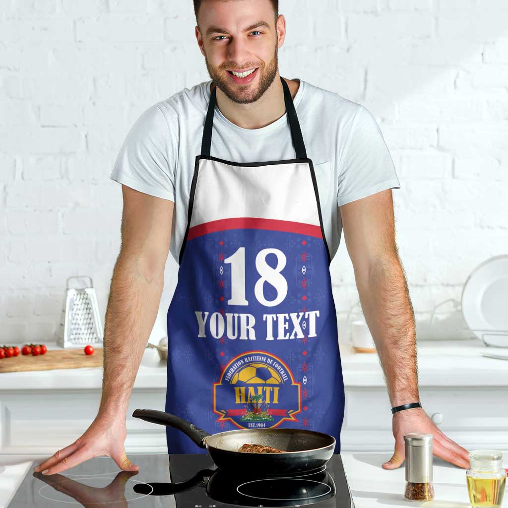 Custom Haiti Football Apron Les Grenadiers Veve Haitian Vodou Blue Version - Wonder Print Shop