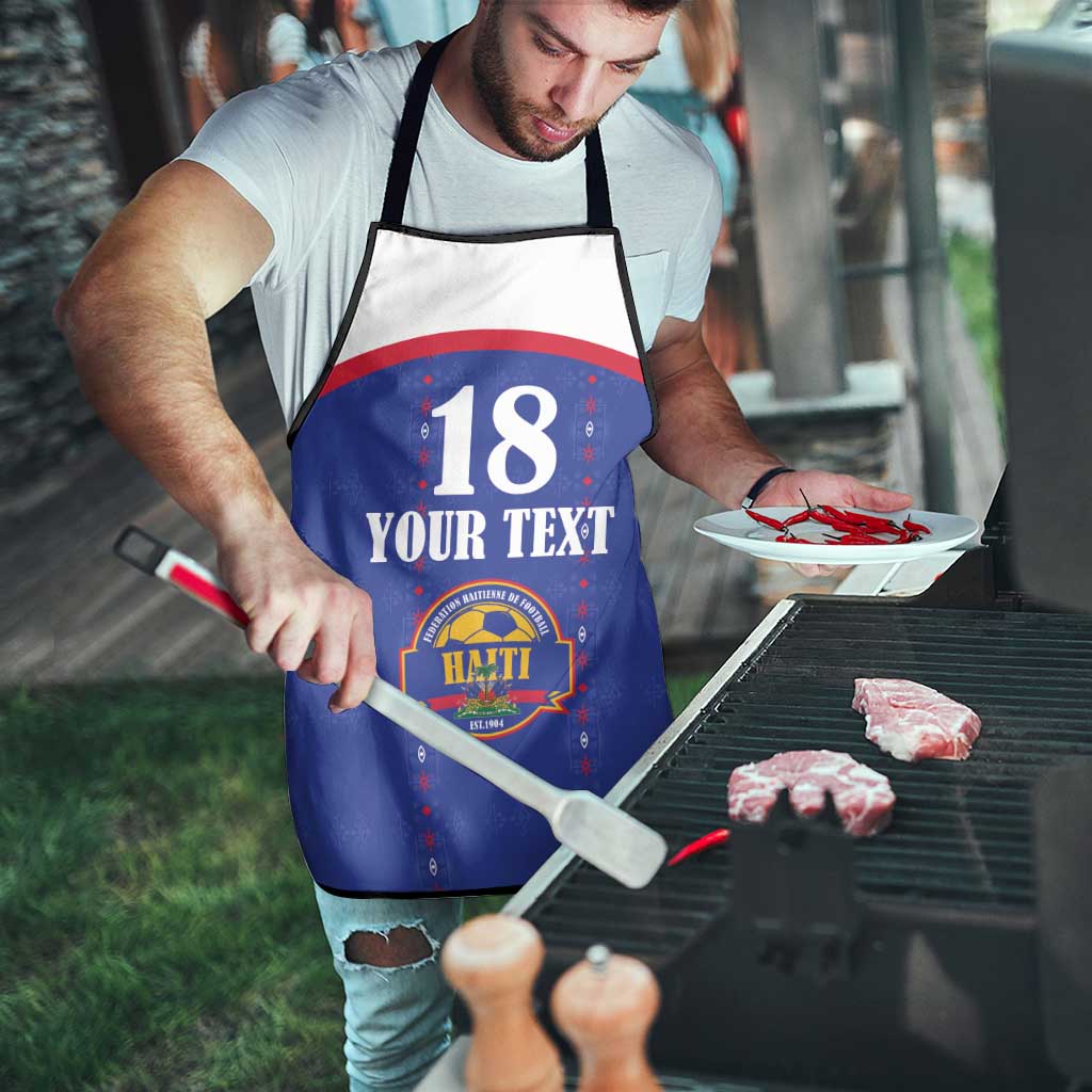 Custom Haiti Football Apron Les Grenadiers Veve Haitian Vodou Blue Version - Wonder Print Shop