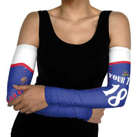 Custom Haiti Football Arm Sleeves Les Grenadiers Veve Haitian Vodou Blue Version - Wonder Print Shop