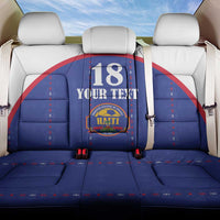 Custom Haiti Football Back Car Seat Cover Les Grenadiers Veve Haitian Vodou Blue Version - Wonder Print Shop