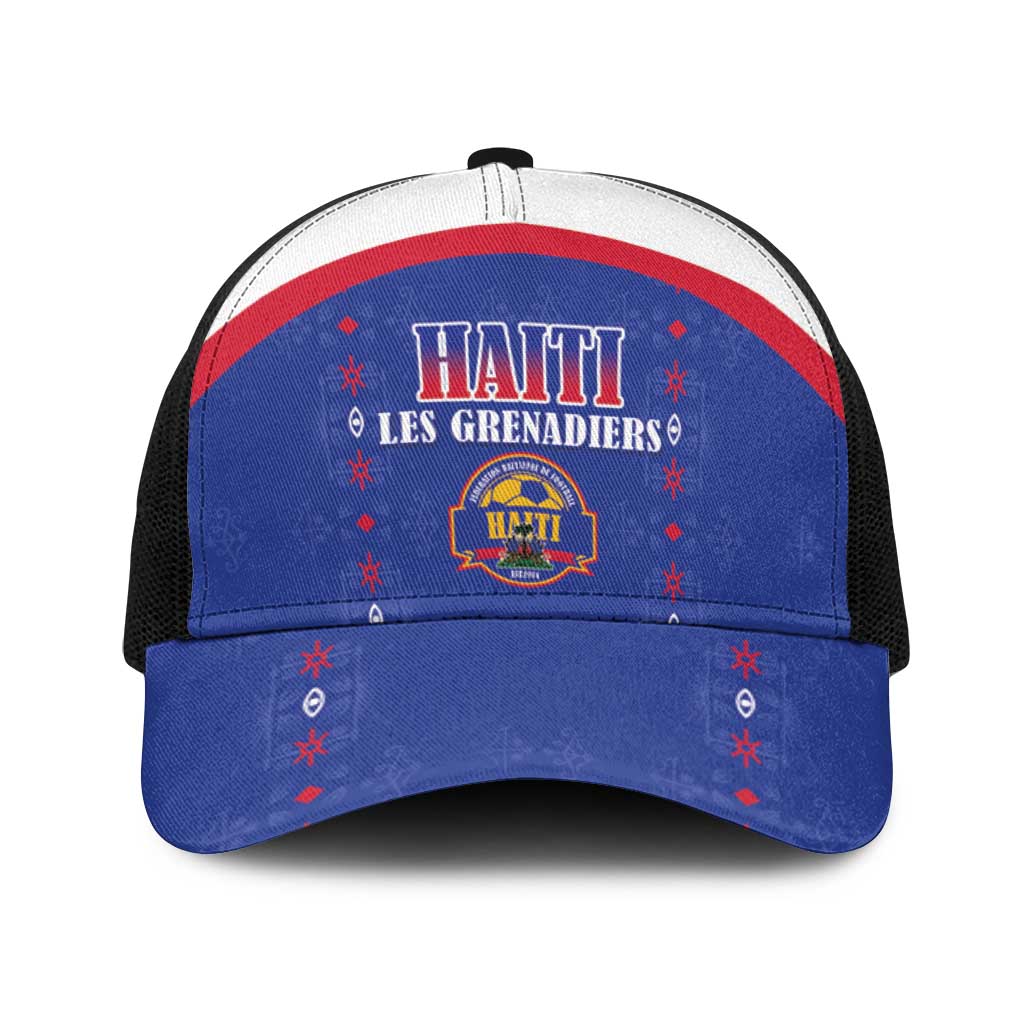 Haiti Football Baseball Net Cap Les Grenadiers Veve Haitian Vodou Blue Version - Wonder Print Shop
