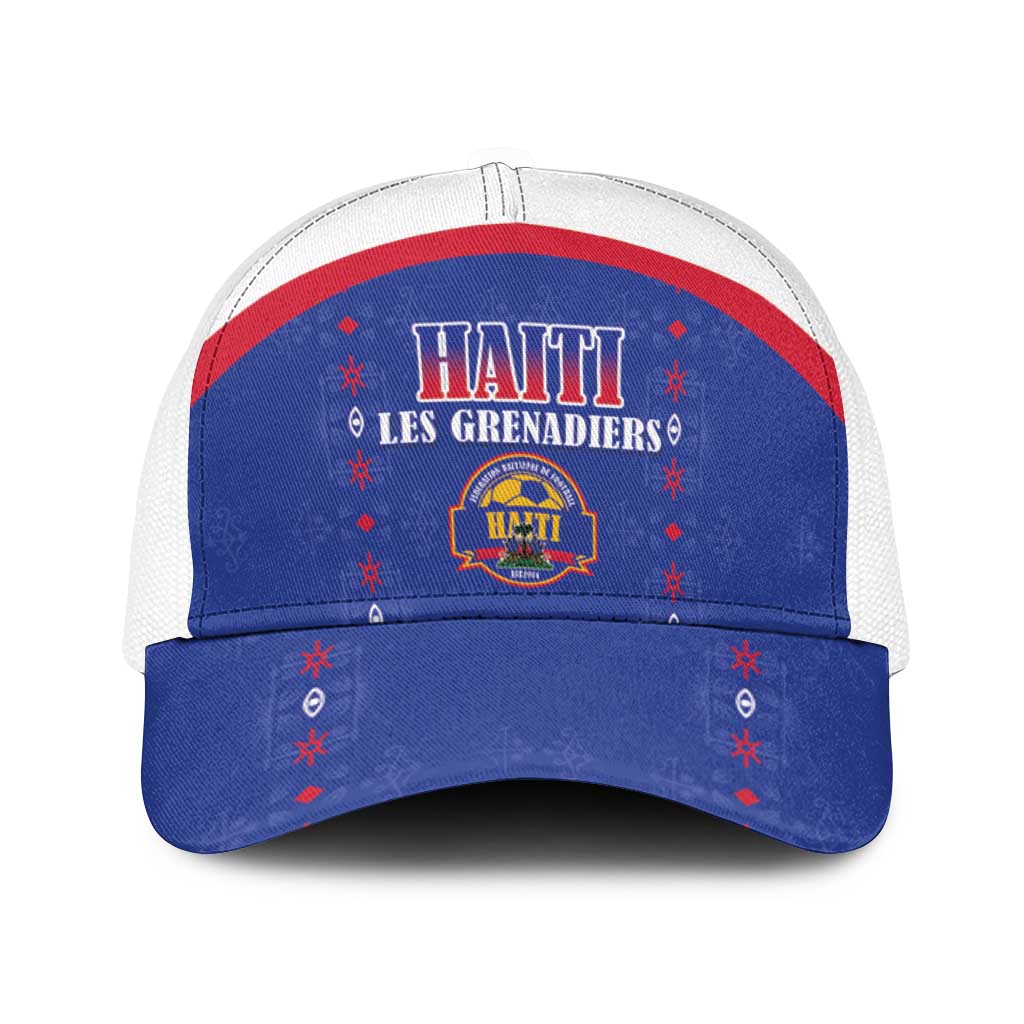 Haiti Football Baseball Net Cap Les Grenadiers Veve Haitian Vodou Blue Version - Wonder Print Shop