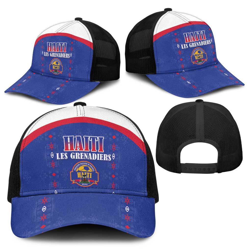 Haiti Football Baseball Net Cap Les Grenadiers Veve Haitian Vodou Blue Version - Wonder Print Shop