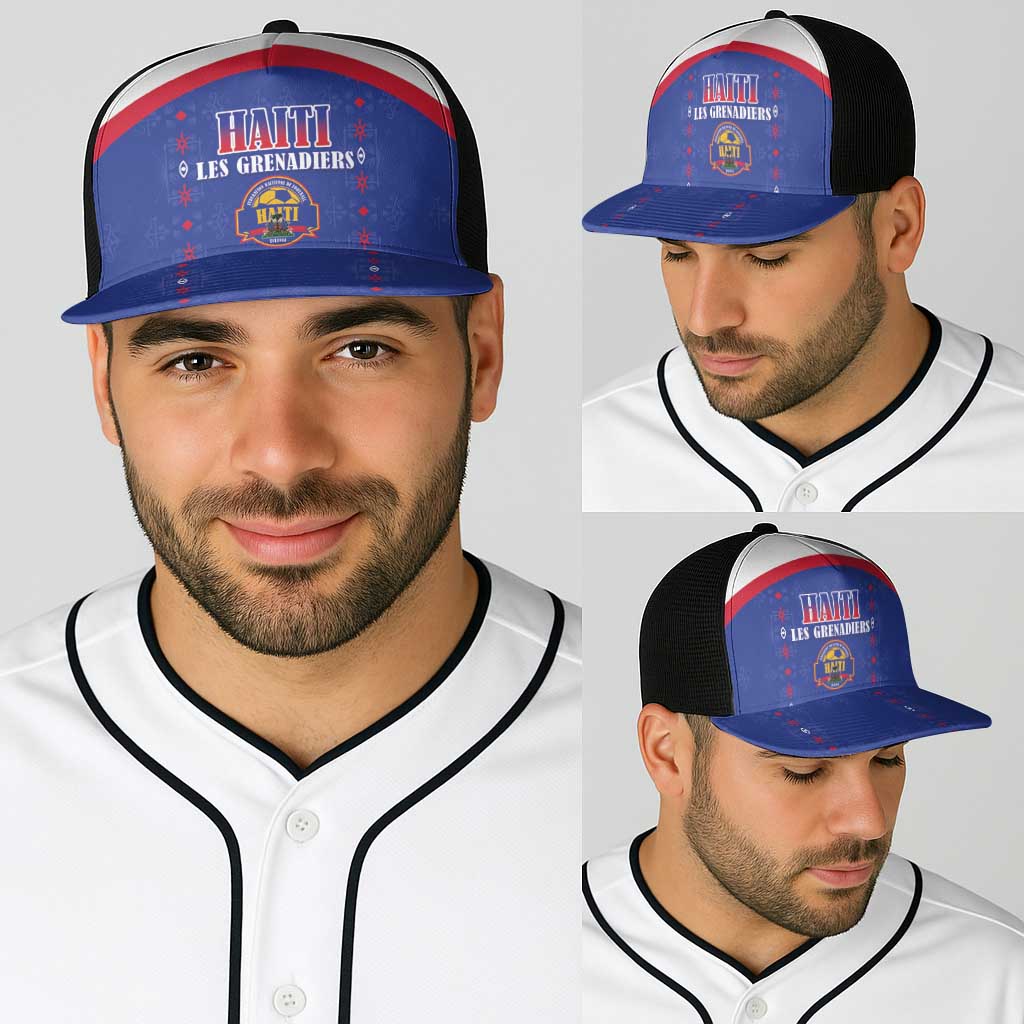 Haiti Football Baseball Net Cap Les Grenadiers Veve Haitian Vodou Blue Version - Wonder Print Shop