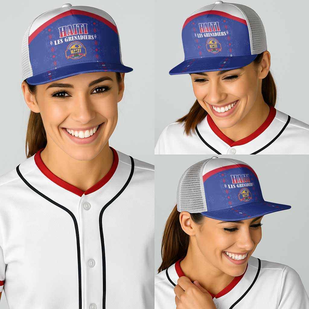 Haiti Football Baseball Net Cap Les Grenadiers Veve Haitian Vodou Blue Version - Wonder Print Shop