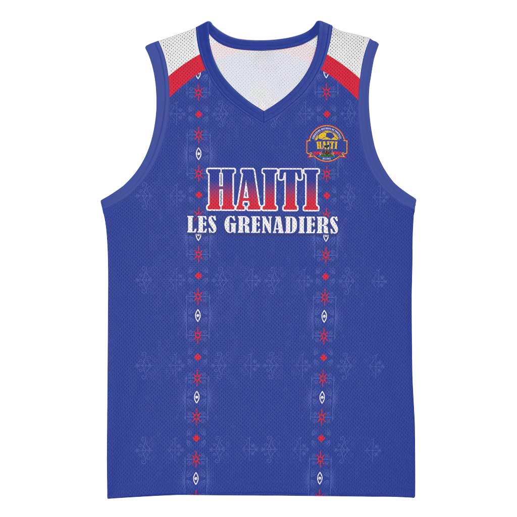 Custom Haiti Football Basketball Jersey Les Grenadiers Veve Haitian Vodou Blue Version - Wonder Print Shop