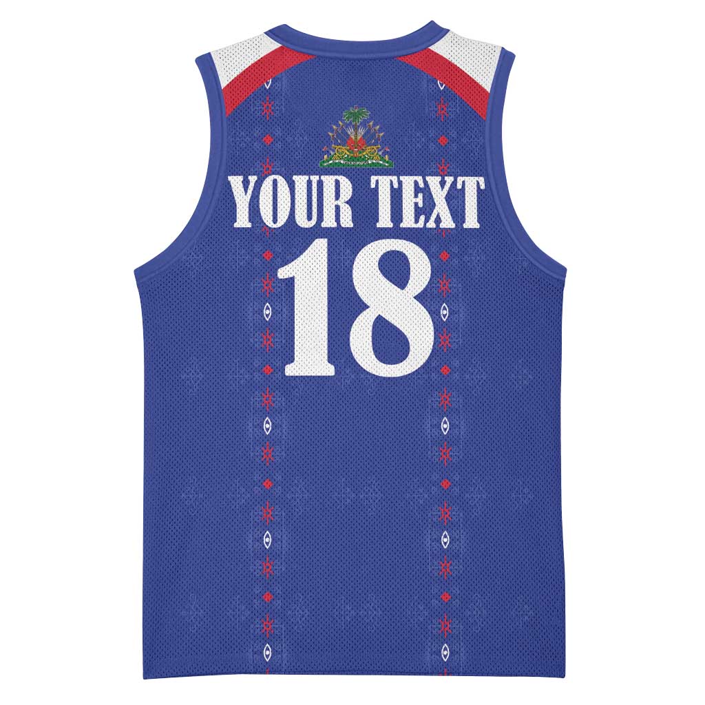 Custom Haiti Football Basketball Jersey Les Grenadiers Veve Haitian Vodou Blue Version - Wonder Print Shop