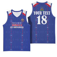 Custom Haiti Football Basketball Jersey Les Grenadiers Veve Haitian Vodou Blue Version - Wonder Print Shop