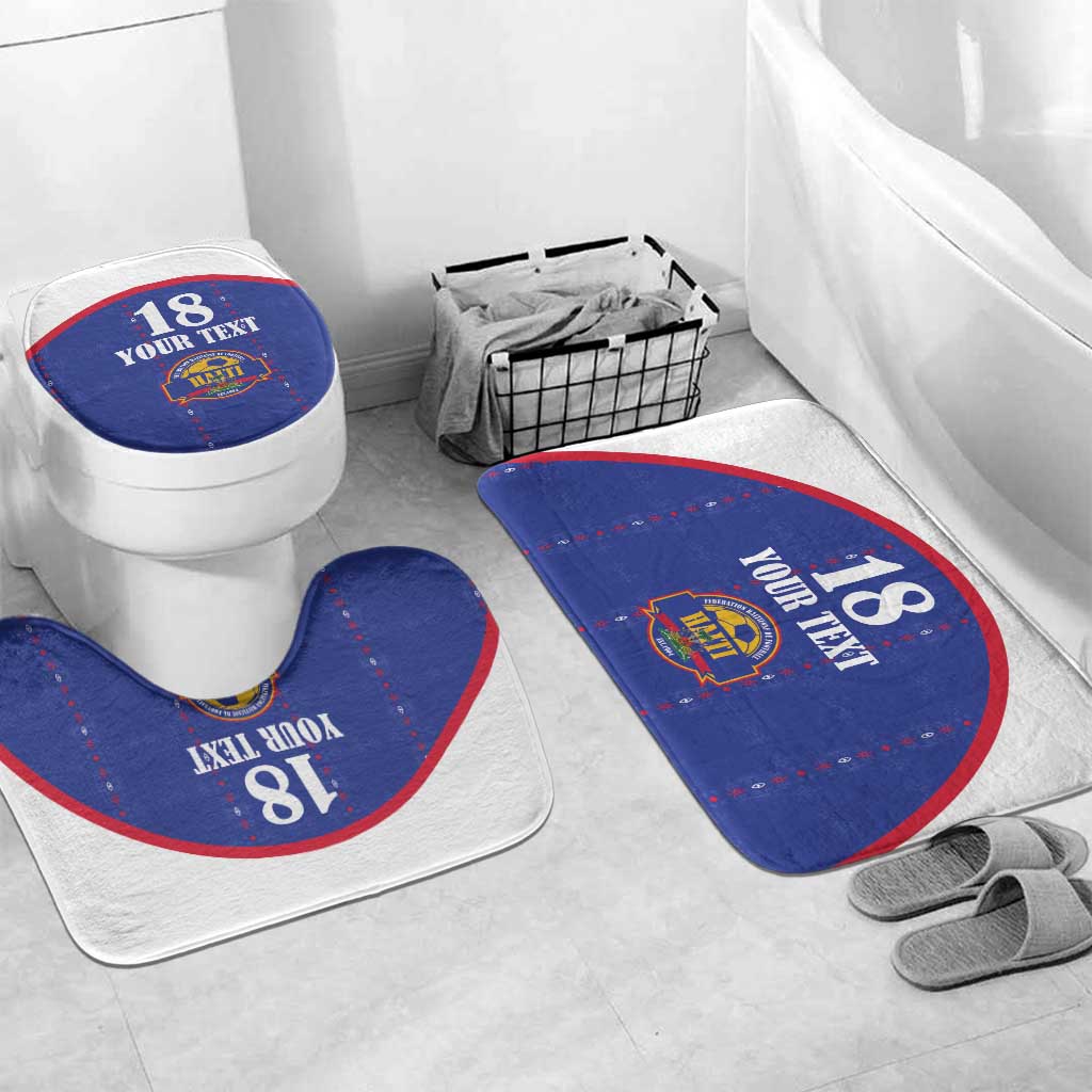 Custom Haiti Football Bathroom Set Les Grenadiers Veve Haitian Vodou Blue Version - Wonder Print Shop