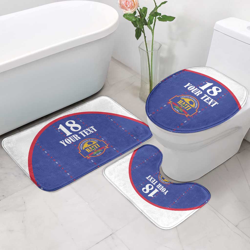 Custom Haiti Football Bathroom Set Les Grenadiers Veve Haitian Vodou Blue Version - Wonder Print Shop