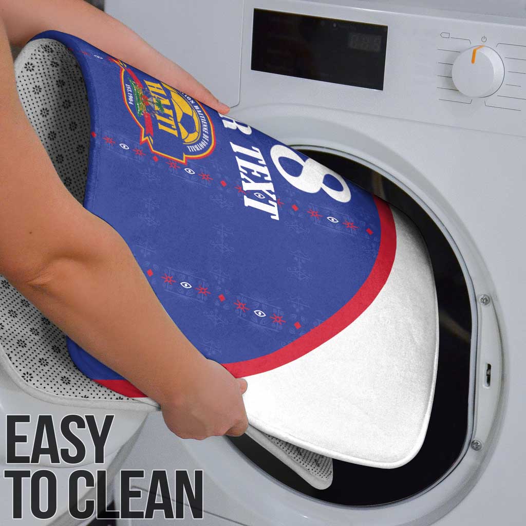 Custom Haiti Football Bathroom Set Les Grenadiers Veve Haitian Vodou Blue Version - Wonder Print Shop