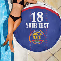 Custom Haiti Football Beach Blanket Les Grenadiers Veve Haitian Vodou Blue Version - Wonder Print Shop