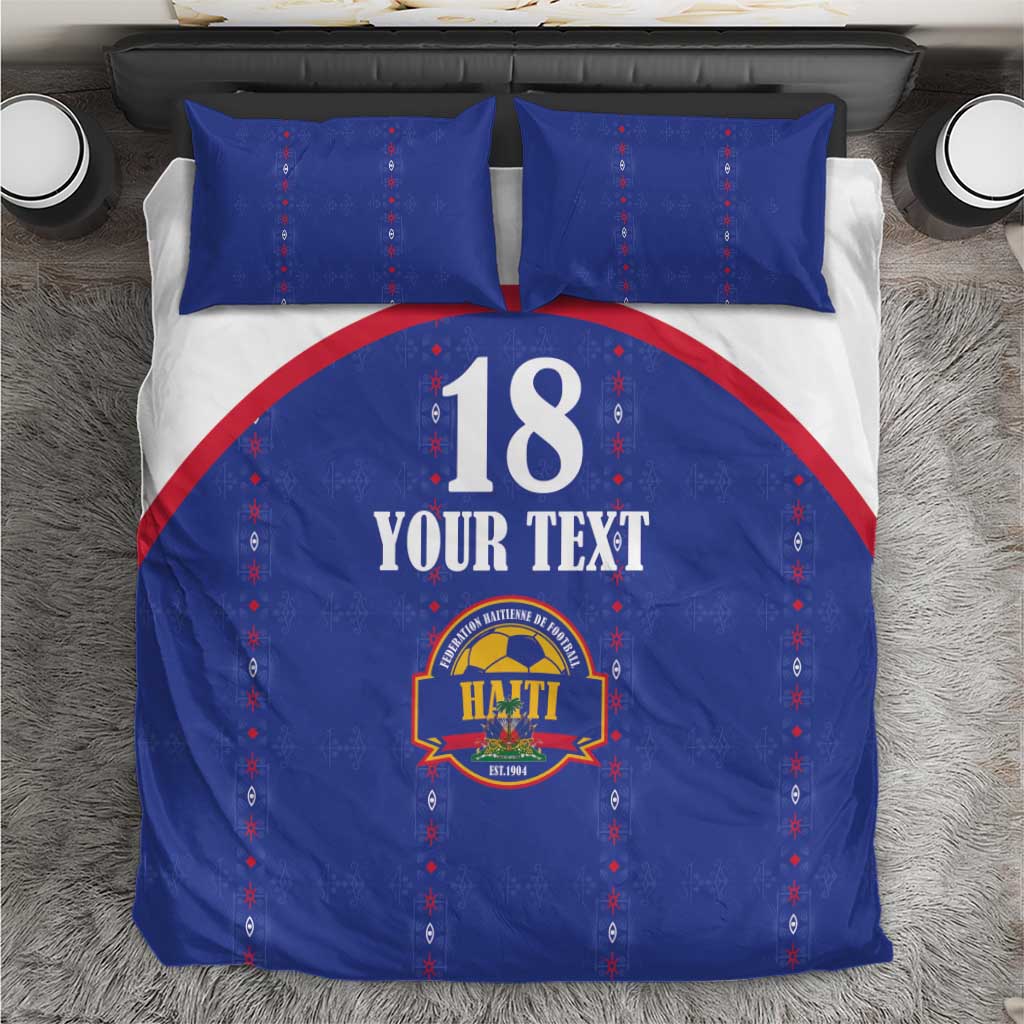Custom Haiti Football Bedding Set Les Grenadiers Veve Haitian Vodou Blue Version - Wonder Print Shop