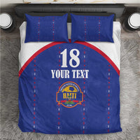 Custom Haiti Football Bedding Set Les Grenadiers Veve Haitian Vodou Blue Version - Wonder Print Shop