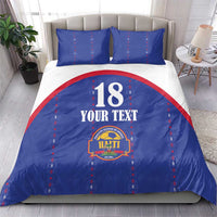 Custom Haiti Football Bedding Set Les Grenadiers Veve Haitian Vodou Blue Version - Wonder Print Shop