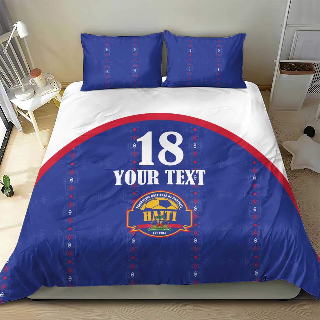 Custom Haiti Football Bedding Set Les Grenadiers Veve Haitian Vodou Blue Version - Wonder Print Shop