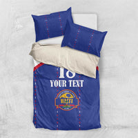 Custom Haiti Football Bedding Set Les Grenadiers Veve Haitian Vodou Blue Version - Wonder Print Shop