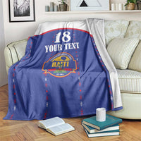 Custom Haiti Football Blanket Les Grenadiers Veve Haitian Vodou Blue Version - Wonder Print Shop