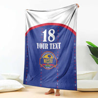 Custom Haiti Football Blanket Les Grenadiers Veve Haitian Vodou Blue Version - Wonder Print Shop
