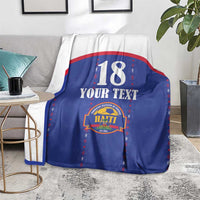 Custom Haiti Football Blanket Les Grenadiers Veve Haitian Vodou Blue Version - Wonder Print Shop
