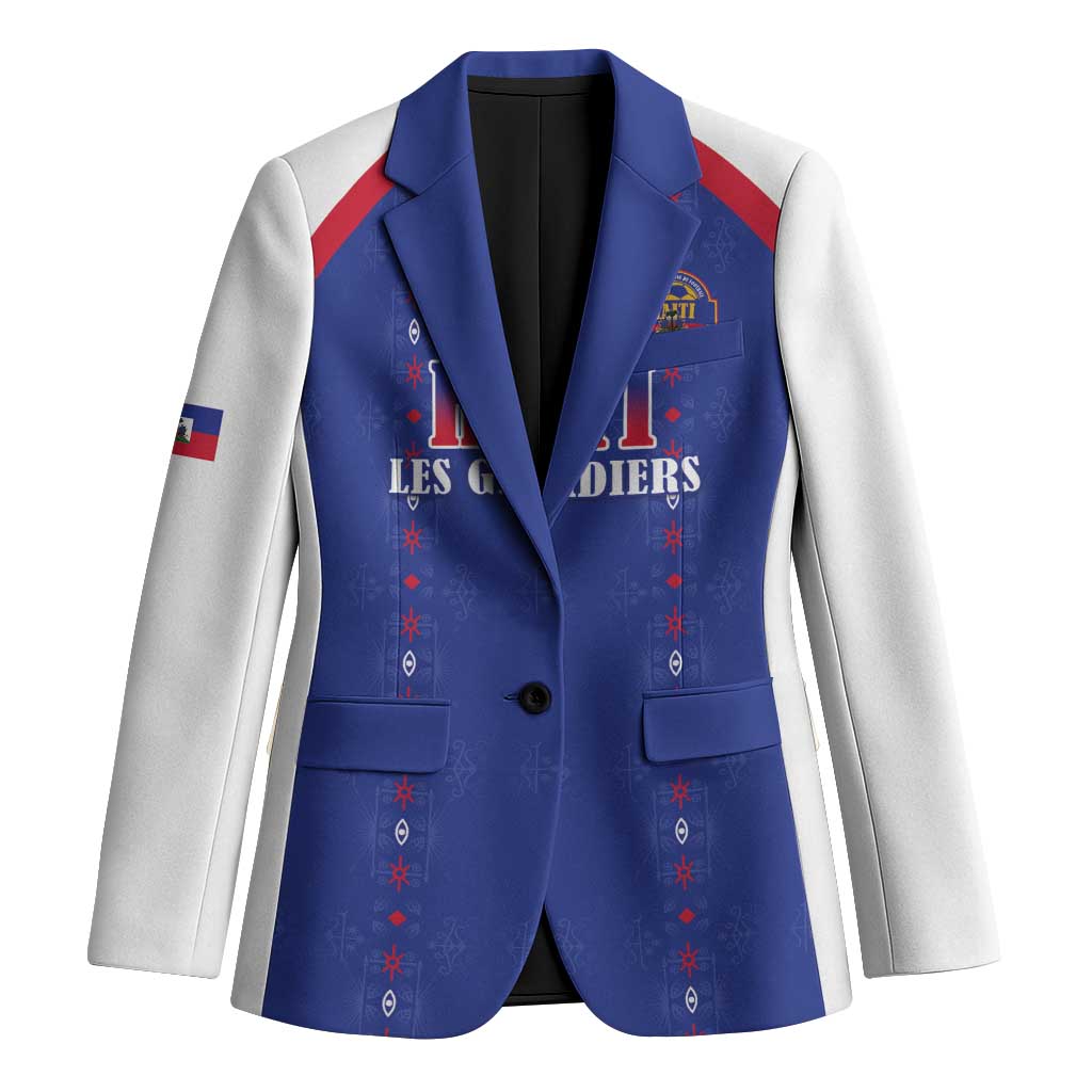Custom Haiti Football Blazer Les Grenadiers Veve Haitian Vodou Blue Version - Wonder Print Shop