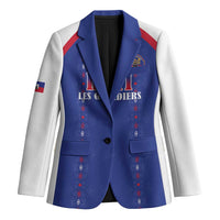 Custom Haiti Football Blazer Les Grenadiers Veve Haitian Vodou Blue Version - Wonder Print Shop