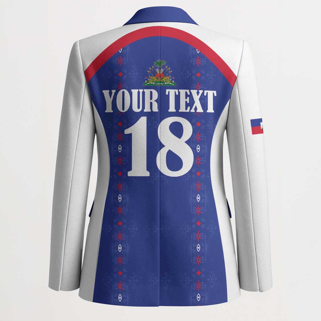 Custom Haiti Football Blazer Les Grenadiers Veve Haitian Vodou Blue Version - Wonder Print Shop