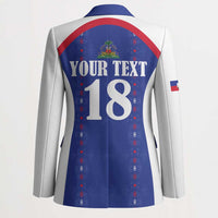 Custom Haiti Football Blazer Les Grenadiers Veve Haitian Vodou Blue Version - Wonder Print Shop