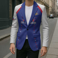 Custom Haiti Football Blazer Les Grenadiers Veve Haitian Vodou Blue Version - Wonder Print Shop