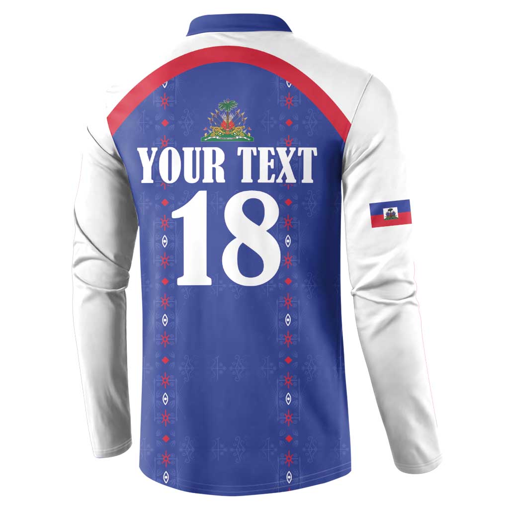Custom Haiti Football Button Sweatshirt Les Grenadiers Veve Haitian Vodou Blue Version - Wonder Print Shop