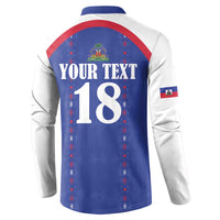 Custom Haiti Football Button Sweatshirt Les Grenadiers Veve Haitian Vodou Blue Version - Wonder Print Shop
