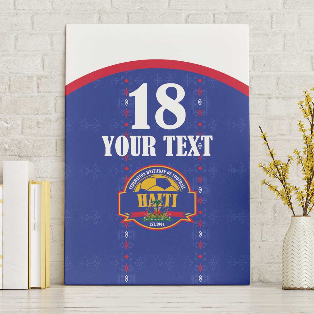 Custom Haiti Football Canvas Wall Art Les Grenadiers Veve Haitian Vodou Blue Version - Wonder Print Shop