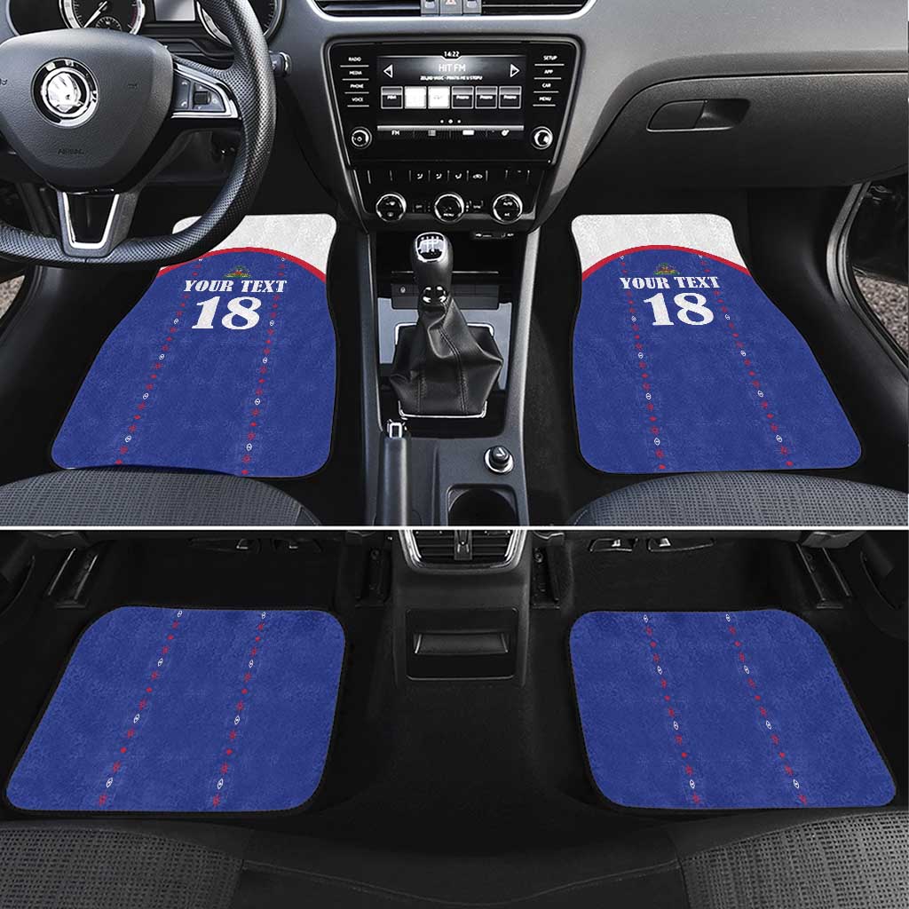 Custom Haiti Football Car Mats Les Grenadiers Veve Haitian Vodou Blue Version - Wonder Print Shop