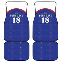 Custom Haiti Football Car Mats Les Grenadiers Veve Haitian Vodou Blue Version - Wonder Print Shop