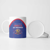 Custom Haiti Football Ceramic Mug Les Grenadiers Veve Haitian Vodou Blue Version - Wonder Print Shop