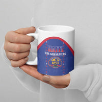 Custom Haiti Football Ceramic Mug Les Grenadiers Veve Haitian Vodou Blue Version - Wonder Print Shop