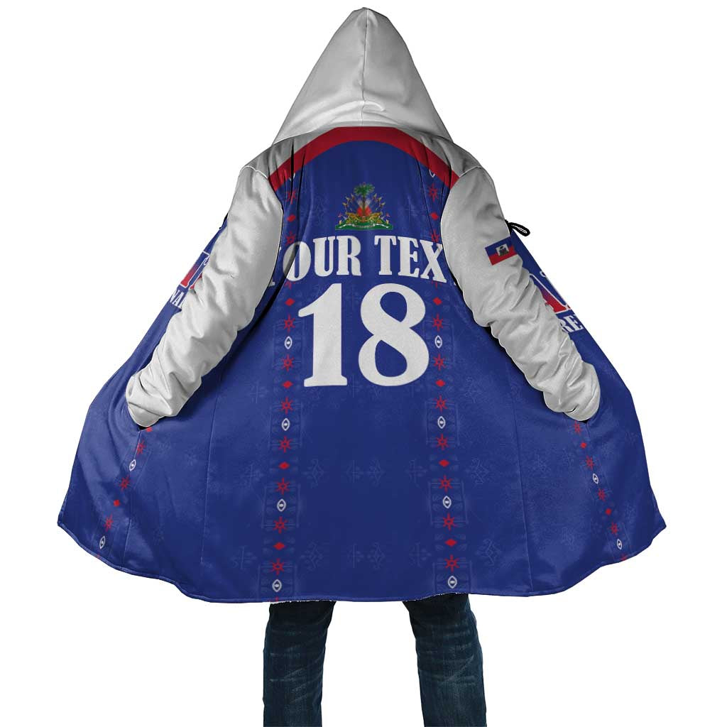 Custom Haiti Football Cloak Les Grenadiers Veve Haitian Vodou Blue Version - Wonder Print Shop