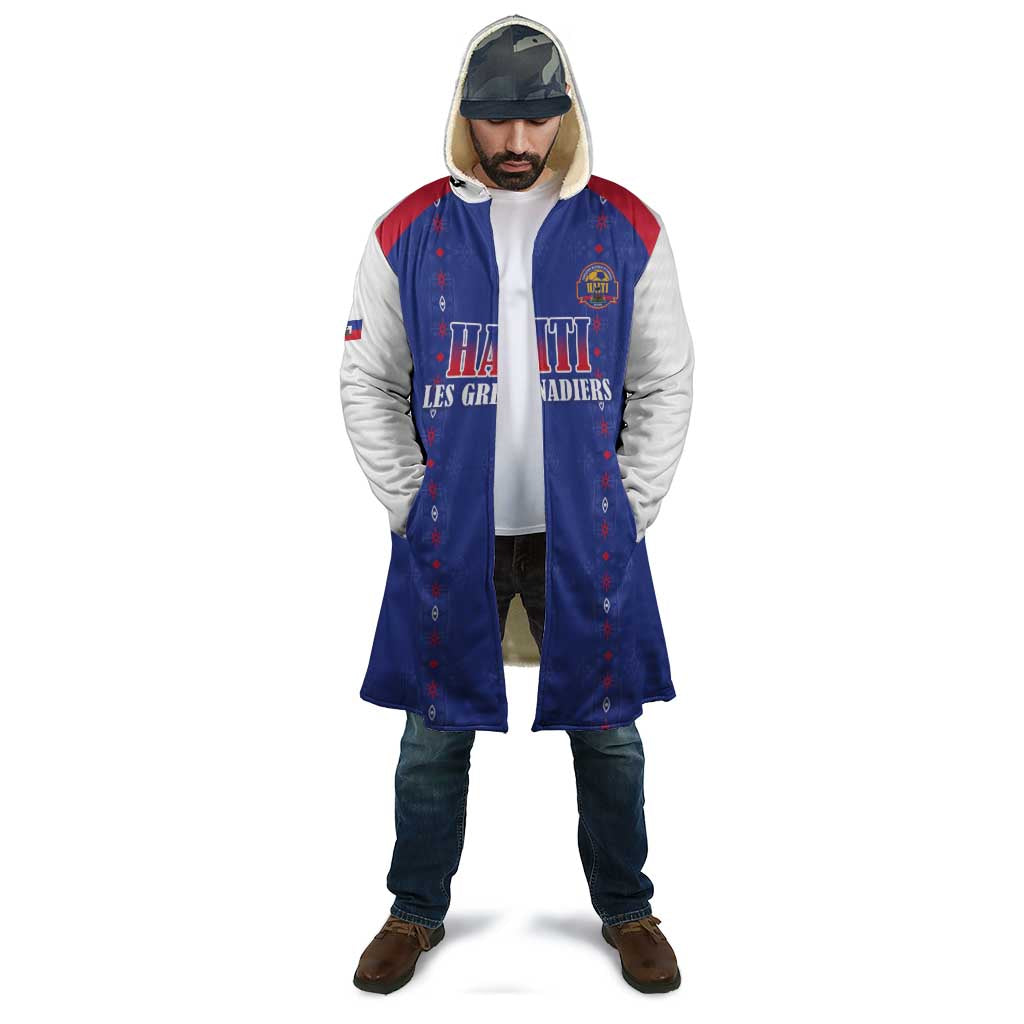 Custom Haiti Football Cloak Les Grenadiers Veve Haitian Vodou Blue Version - Wonder Print Shop