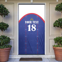 Custom Haiti Football Door Cover Les Grenadiers Veve Haitian Vodou Blue Version - Wonder Print Shop