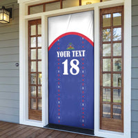 Custom Haiti Football Door Cover Les Grenadiers Veve Haitian Vodou Blue Version - Wonder Print Shop