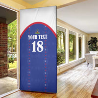 Custom Haiti Football Door Cover Les Grenadiers Veve Haitian Vodou Blue Version - Wonder Print Shop